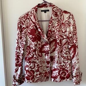 Lafayette 148 Floral Silk Linen Blazer 8